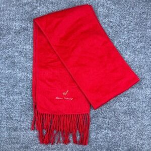 Alpaca Camargo 100% Alpaca Red Scarf Embroidered Llama Fringe Luxury Soft Chic